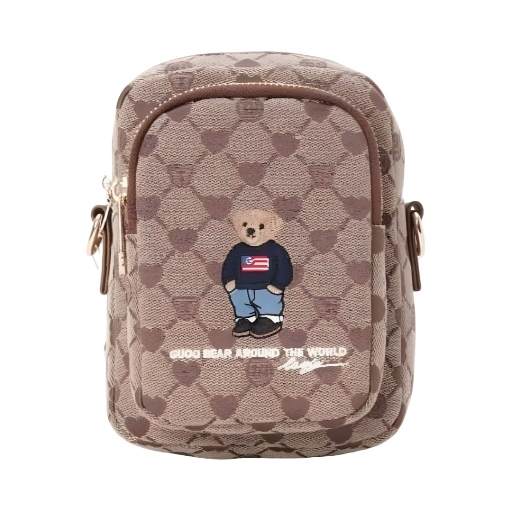 Tas Ttwn Guoo Bear Bangkok Original Gu1459 Coklat Brown Selempang Slempang Slingbag Sling Bag Wanita