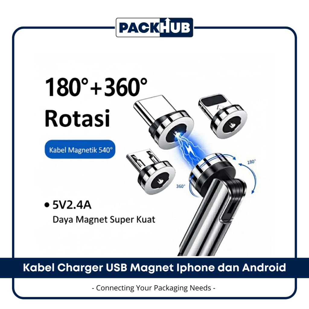 Kabel Charger Gaming 2 Meter USB Magnet Iphone dan Android USB to Type C/Lightning/Micro USB