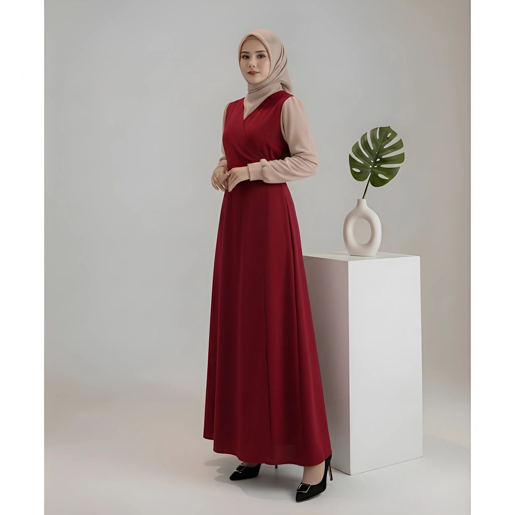 Zahvira Dress Scuba Hijab Muslimah, gamis moderen hari raya lebaran