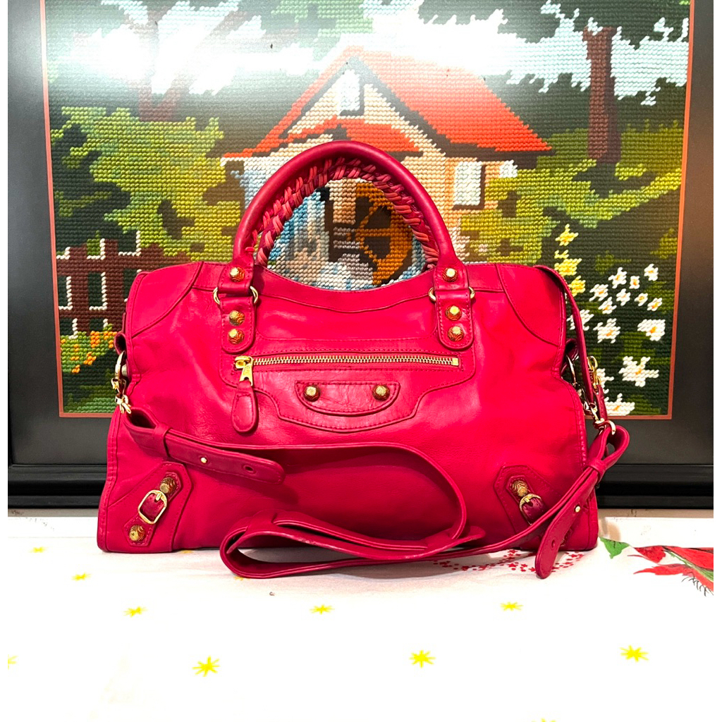 Tas Shoulder Selempang Balenciaga City Pink Fuschia - Original Authentic