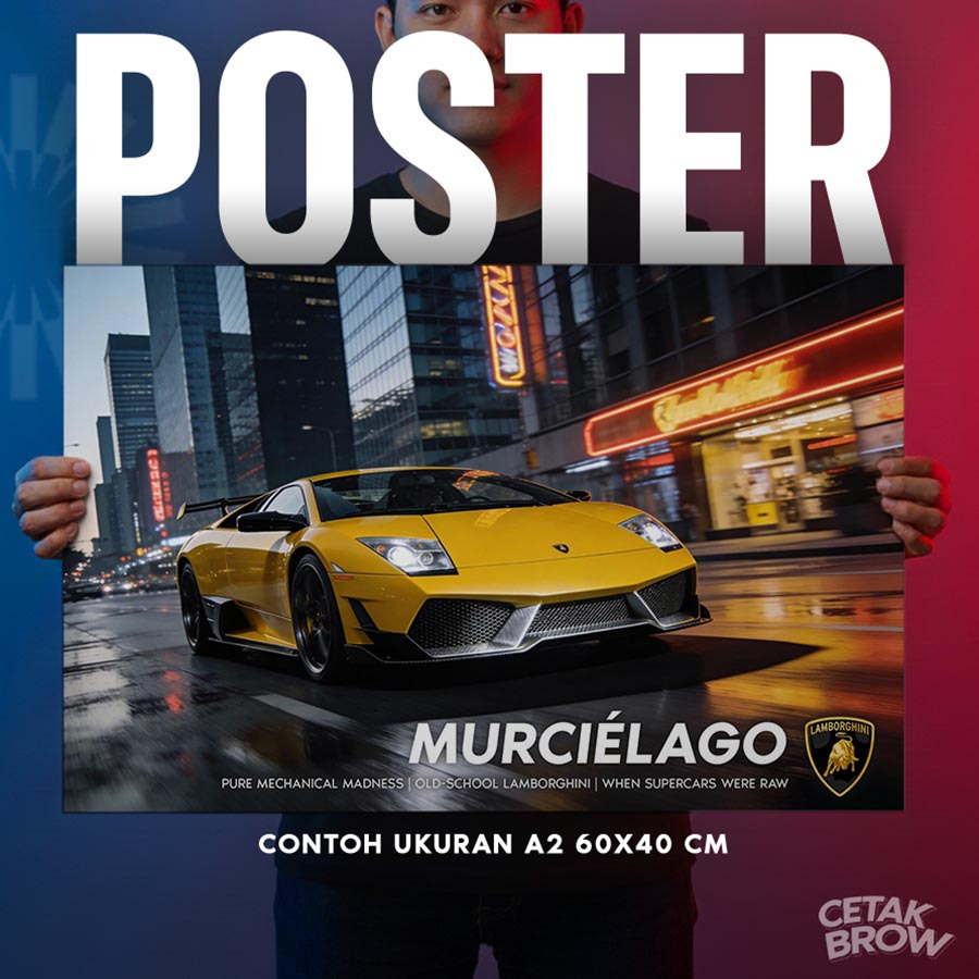 Poster Lamborghini Murcielago Warna Kuning Yellow Giallo Orion Bisa Custom Hiasan Kamar Cowo