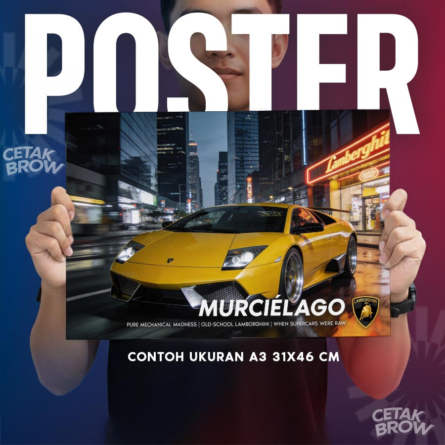 Poster Lamborghini Murcielago Warna Kuning Yellow Giallo Orion Bisa Custom Hiasan Kamar Cowo