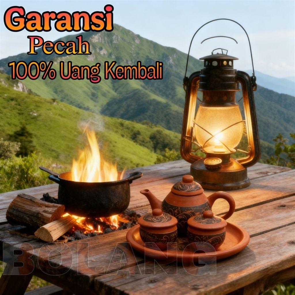 Perlengkapan Ngeteh 1 Set Teko Poci Teh Tanah Liat Klasik - Klasik 1 Set Poci Teh Tanah Liat Motif B