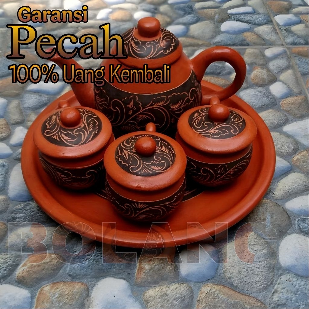 Set Peralatan Teh Poci Tanah Liat - Poci Tanah Liat 1 Set - Set  Poci Tanah Liat Klasik SK1
