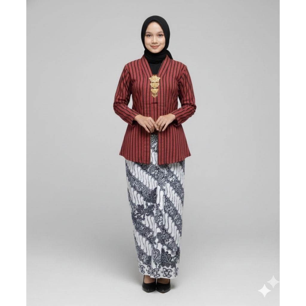 Ready Stock Baju Lurik Adat Jawa KUTUBARU MERAH Wanita