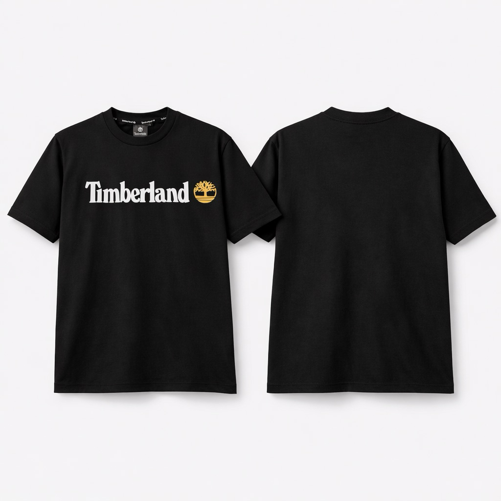 Kaos Timberland Hitam Logo Pohon – Sablon Depan | Preloved Size L