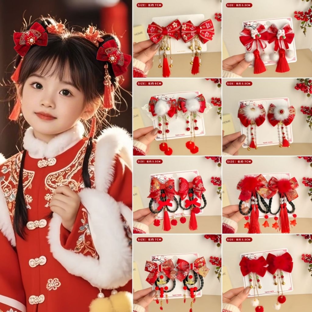 jepit rambut anak CNY import lucu/jepit rambut anak merah imlek/jepit rambut anak import