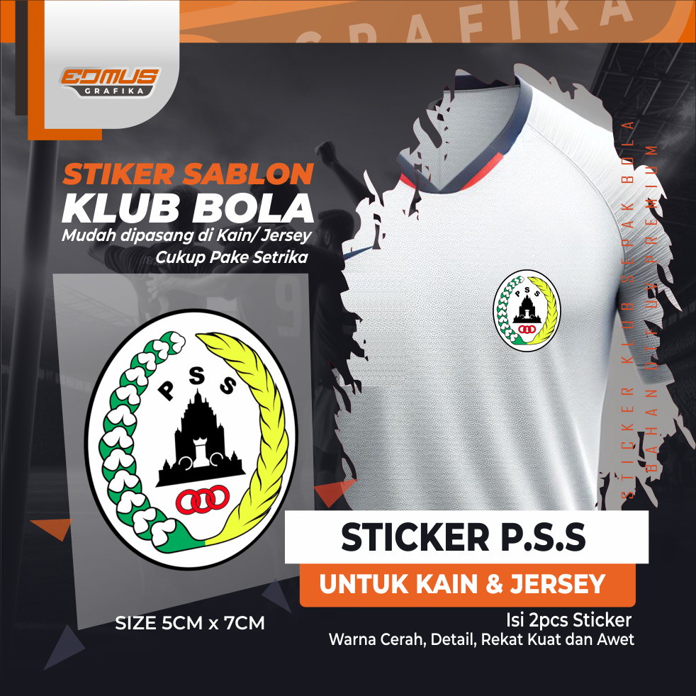 EDMUS GRAFIKA - Sticker PSS SLEMAN | untuk Kain, Kaos & Jersey