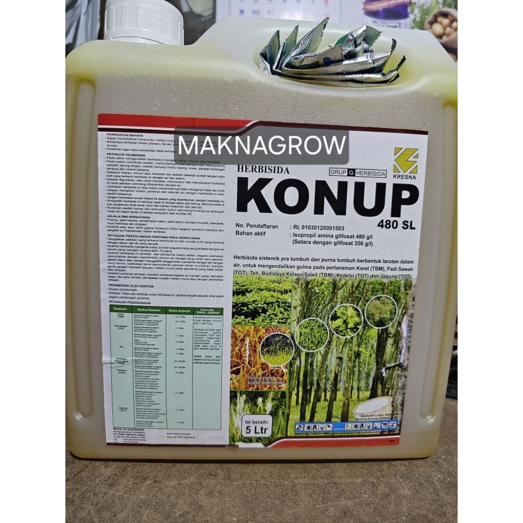 Racun rumput HERBISIDA KONUP 480 SL 5 liter sejenis roundup