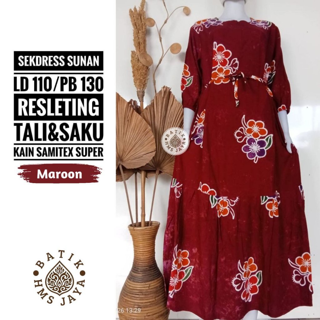 SEKDRESS SUNAN STANDAR GAMIS BATIK PEKALONGAN CAP DRESS PANJANG ADEM NYAMAN GAUL KEKINIAN VIRAL