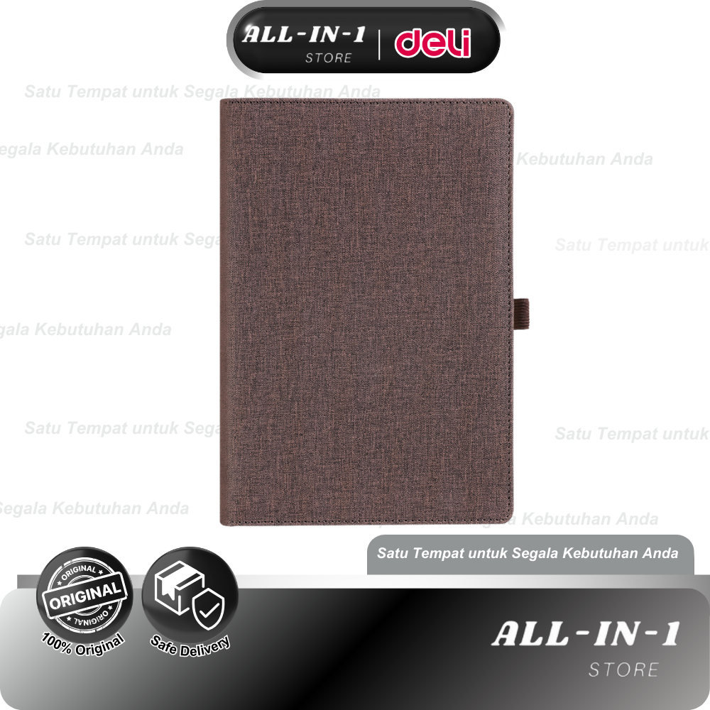 Deli EN118L Leather Cover Notebook A5 96 Sheets Buku Tulis Premium