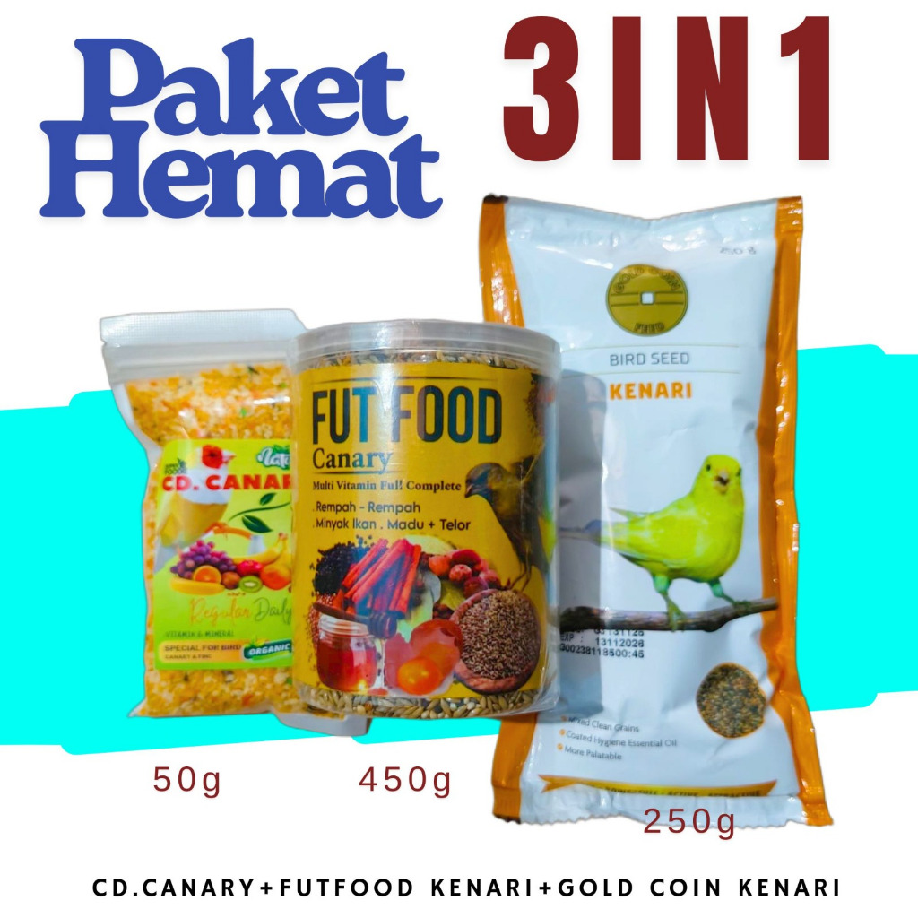 PAKET HEMAT PAKAN KENARI 3IN1 FUT FOOD KENARI CD KENARI GC KENARI LEBIH MURAH ISI LEBIH BANYAK DI JA