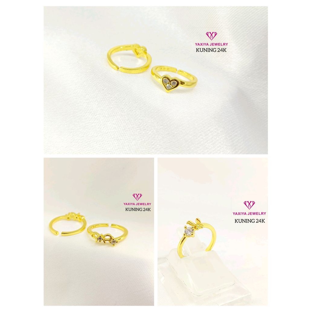 cincin love dan pita bayi/anak lapis emas 24k