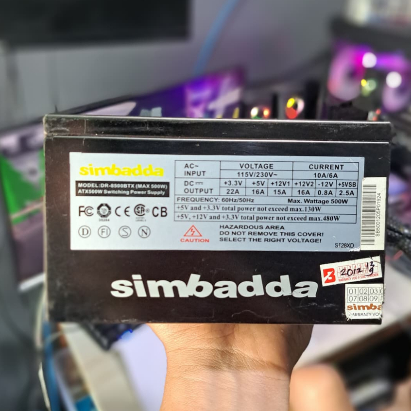 PSU Simbadda 500 Watt PURE - Simbadda DR-850BTX - Copotan Normal