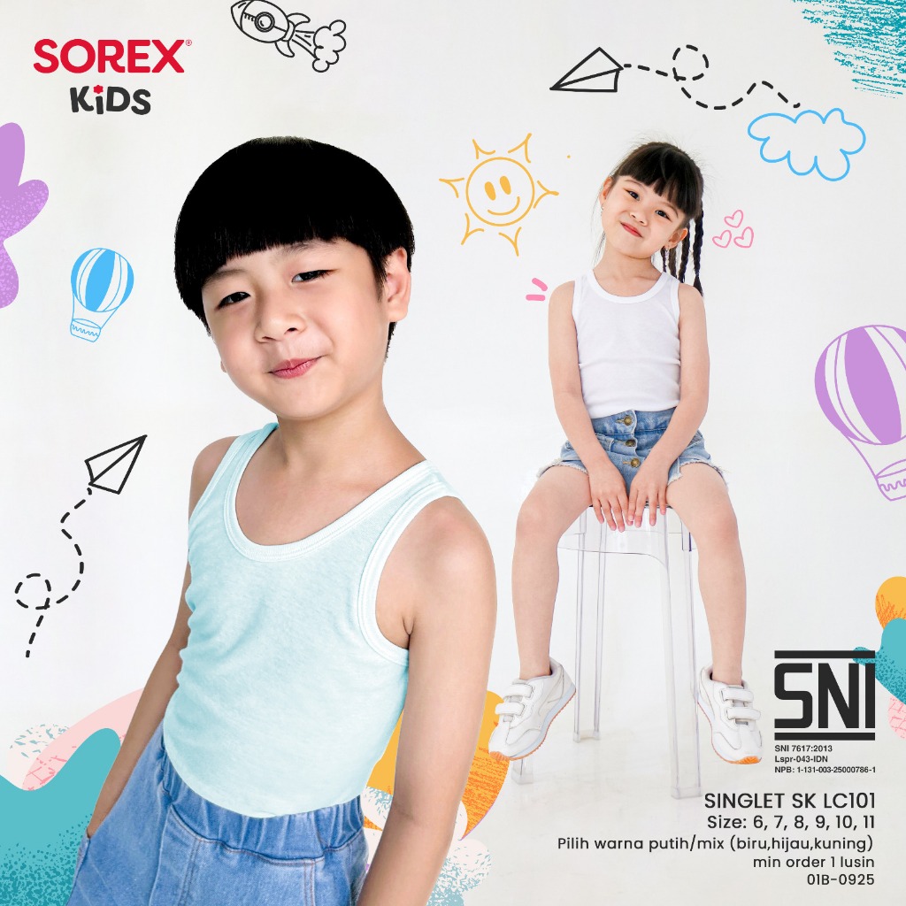1 Lusin Kaos Dalem Anak SNI Sorex Kids