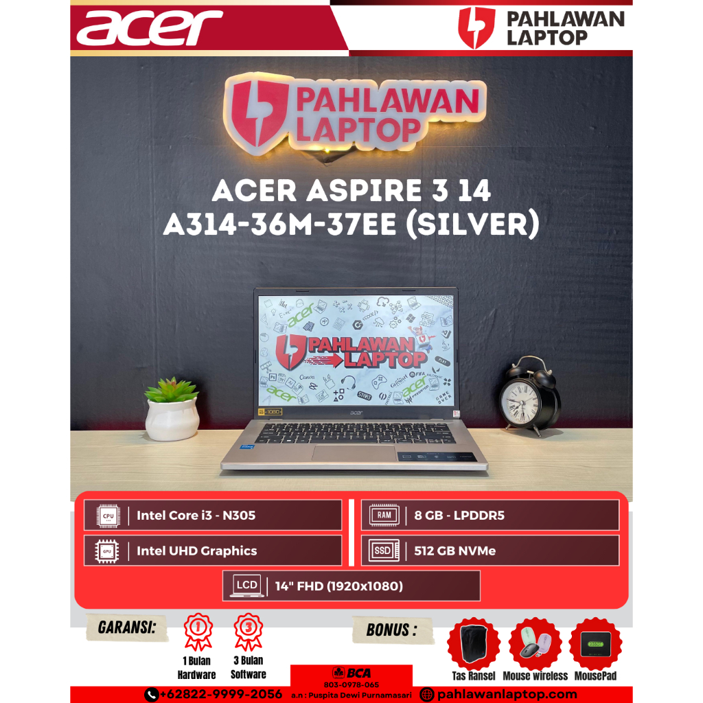 Laptop Acer Aspire 3 A314-36M Intel Core i3-N305/8/512