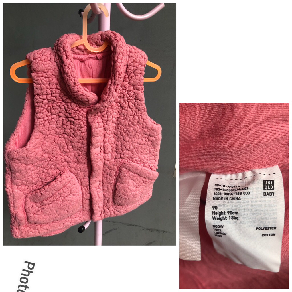 vest jaket anak Uniqlo pink