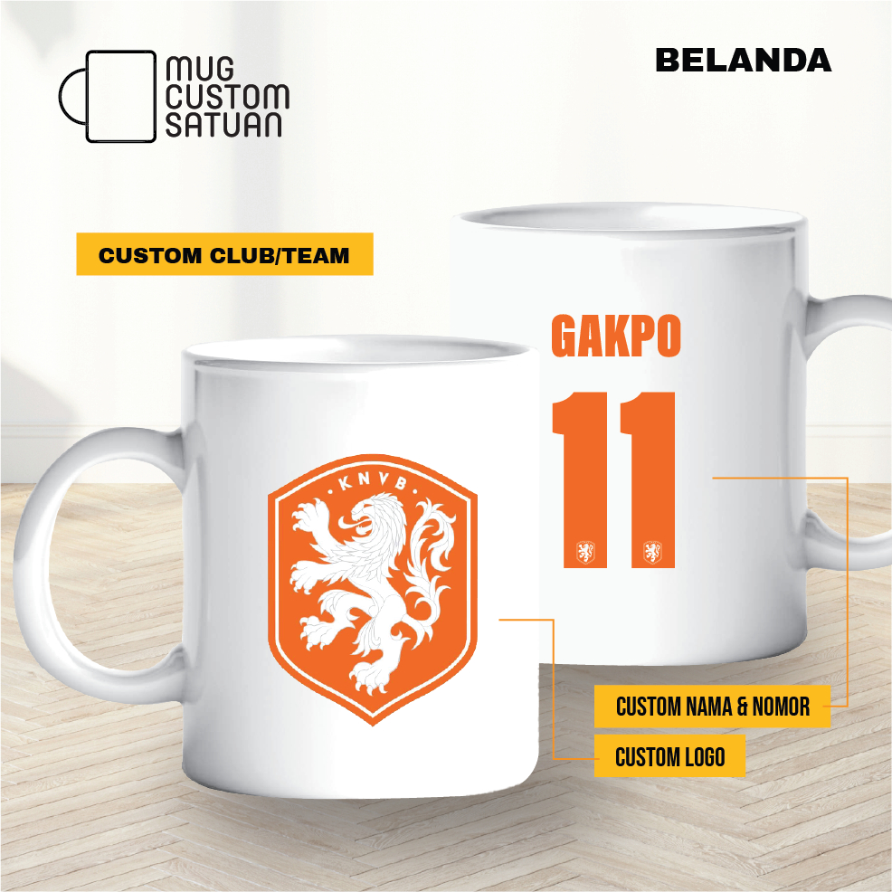 Mug custom sablon satuan / mug kado custom / Bola / Belanda