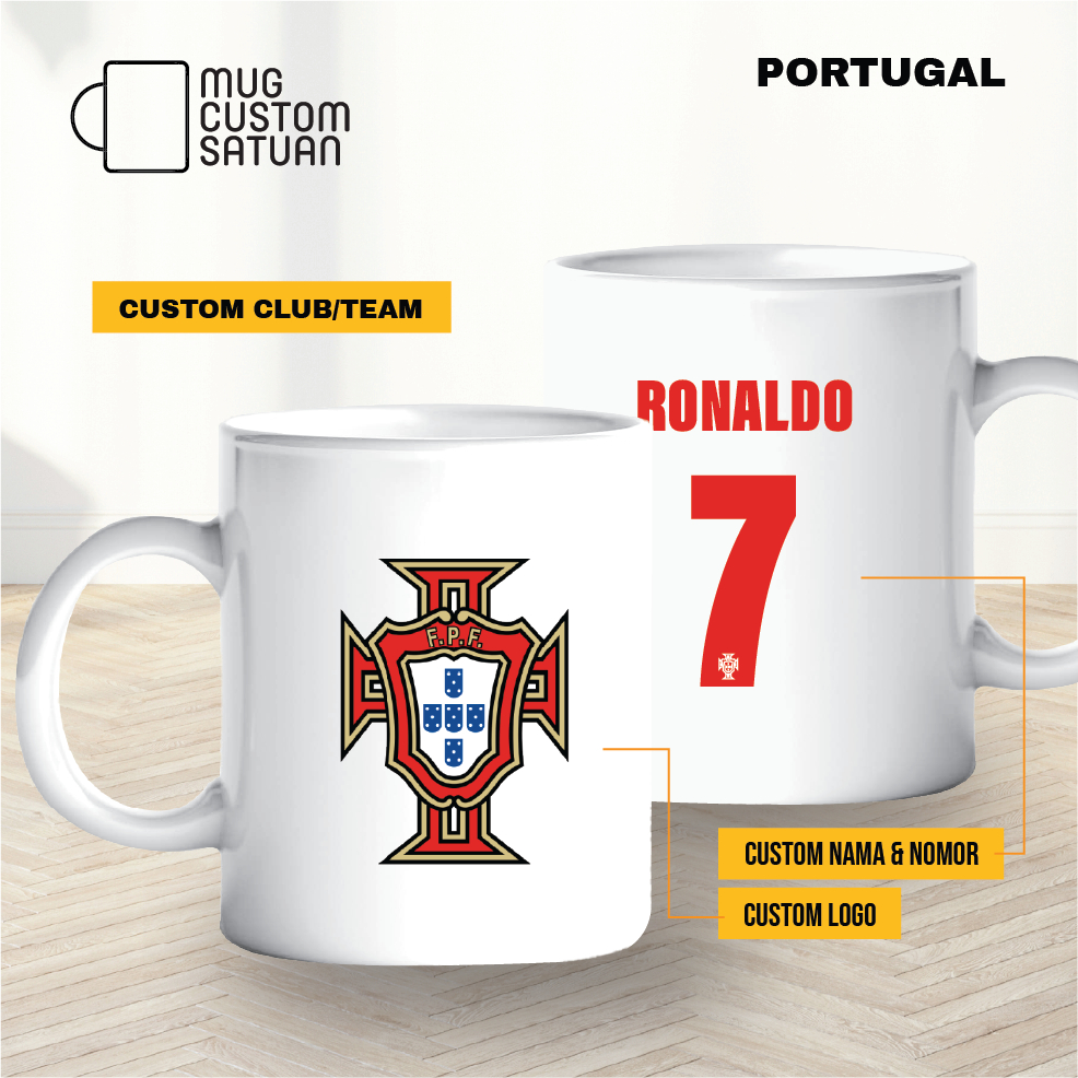 Mug custom sablon satuan / mug kado custom / Bola / Portugal