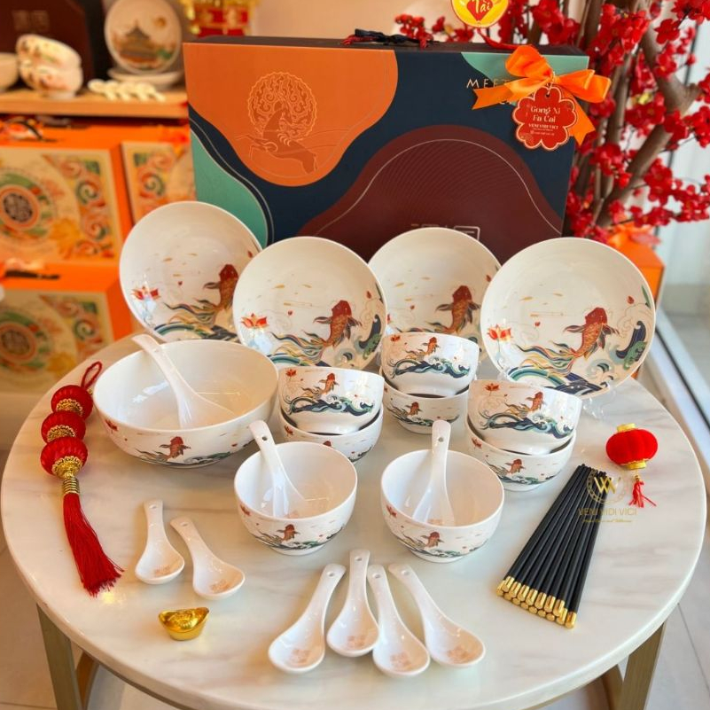 Hampers Imlek CNY 2026/ Parcel Imlek/ Hampers CNY/ Fish Prosperity Complete Set/Set Piring & Mangkuk