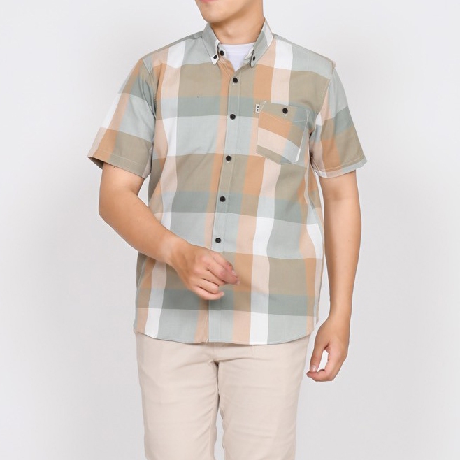 Kemeja Pria Hem Lengan Pendek Motif Kotak-Kotak 029