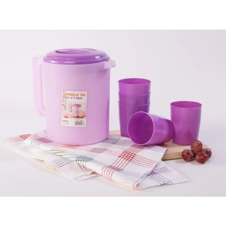 CPM Annabelle Jug Infused Set Plus 5 Glass Ungu