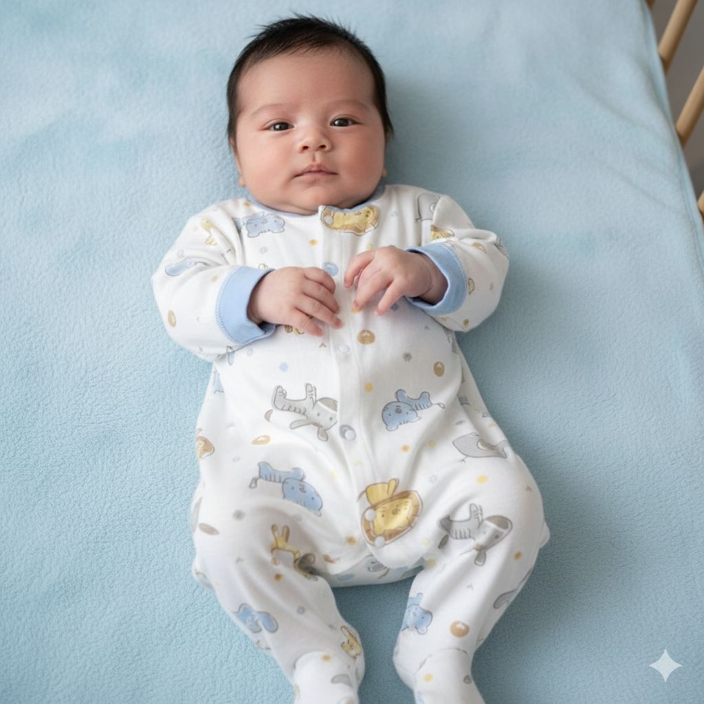 (Preloved) Jumpsuit baby putih safari