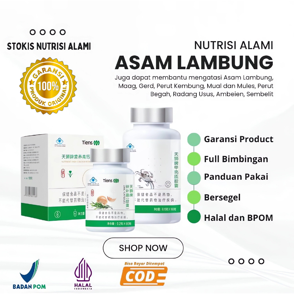 OBAT TCM HERBAL CHINA PAKET ASAM LAMBUNG GERD Kronis Gerd Anxiety - CHITIN CHITOSAN ZINC KAPSUL & CA