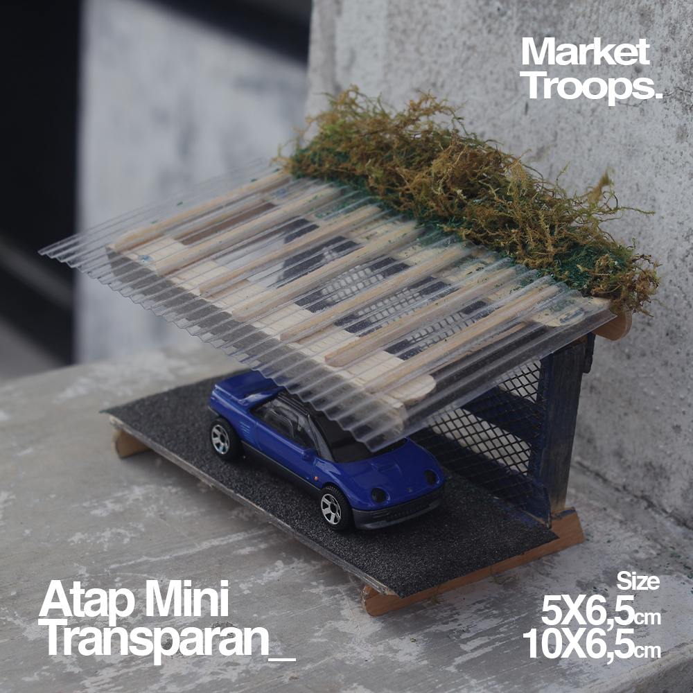 Atap Seng Mini Bergelombang Transparan | Miniatur Atap Seng Diorama