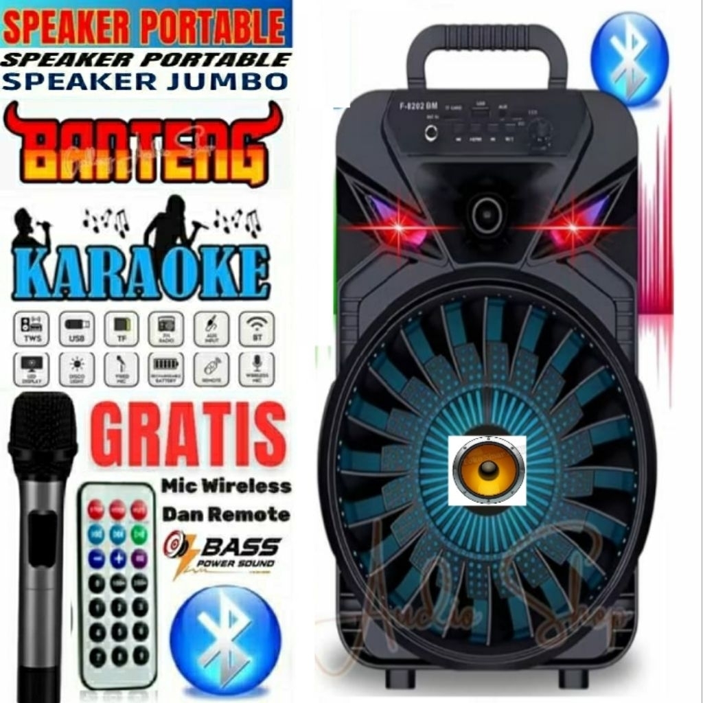 Speaker Bluetooth Karoekean 8inch 7801/4803 Brain Power