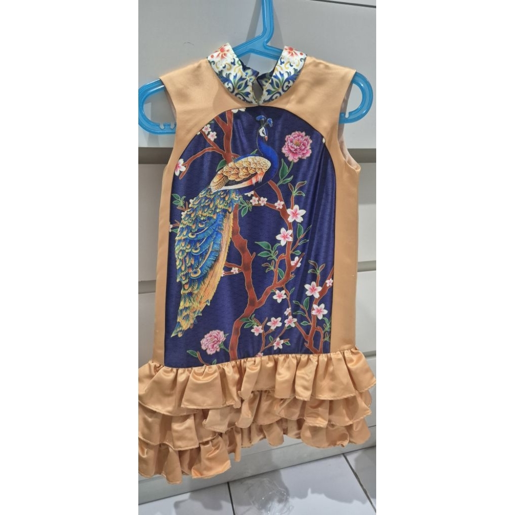 [PRELOVED] DRESS / GAUN CHEONGSAM BLUE ANAK SIZE L
