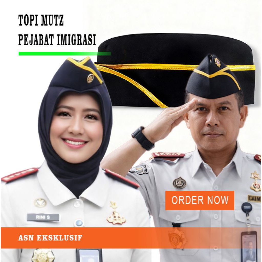 TOPI MUTZ PEJABAT IMIGRASI KEMENIMIPAS FORMAL ELEGAN