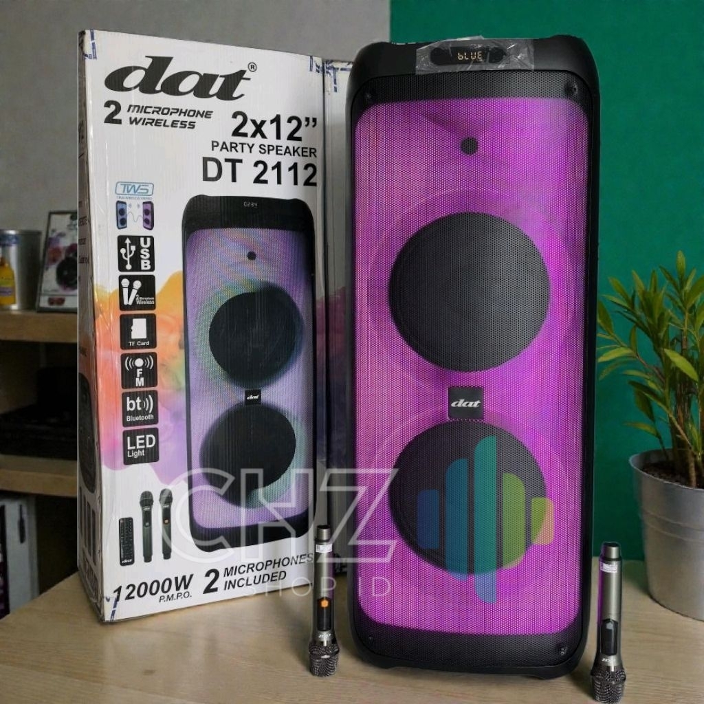 Speaker Portable DAT DT-2112 Double 12 Inch Speaker Bluetooth DAT DT2112 Original Party Series 120W 