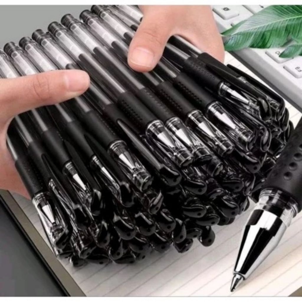Pulpen Gel Hitam Murah PER bungkus Isi 50Pcs / 100Pcs / Pulpen Cair 0.5mm Tinta Hitam