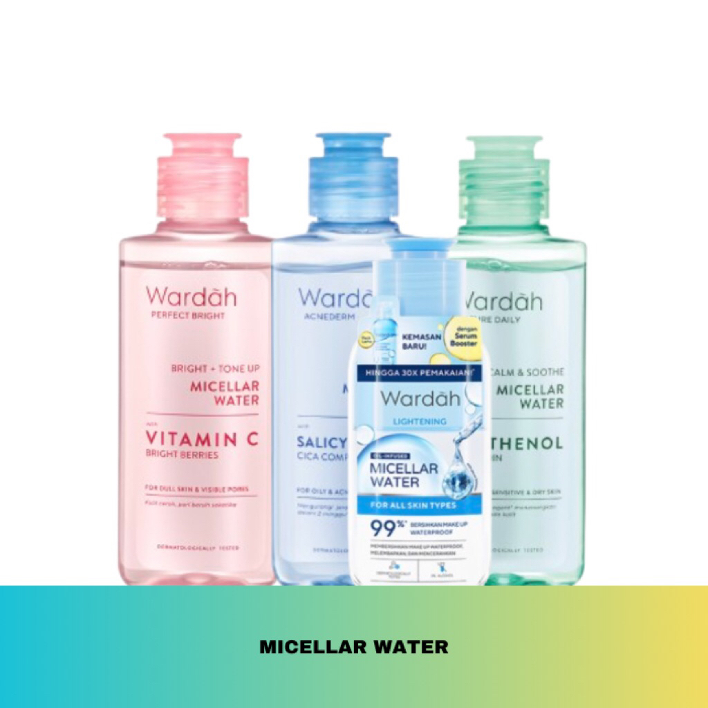 Wardah Micellar Water 100 ml Set Lengkap Pembersih Wajah Makeup Remover 2in1 Halal BPOM Wajah sehat