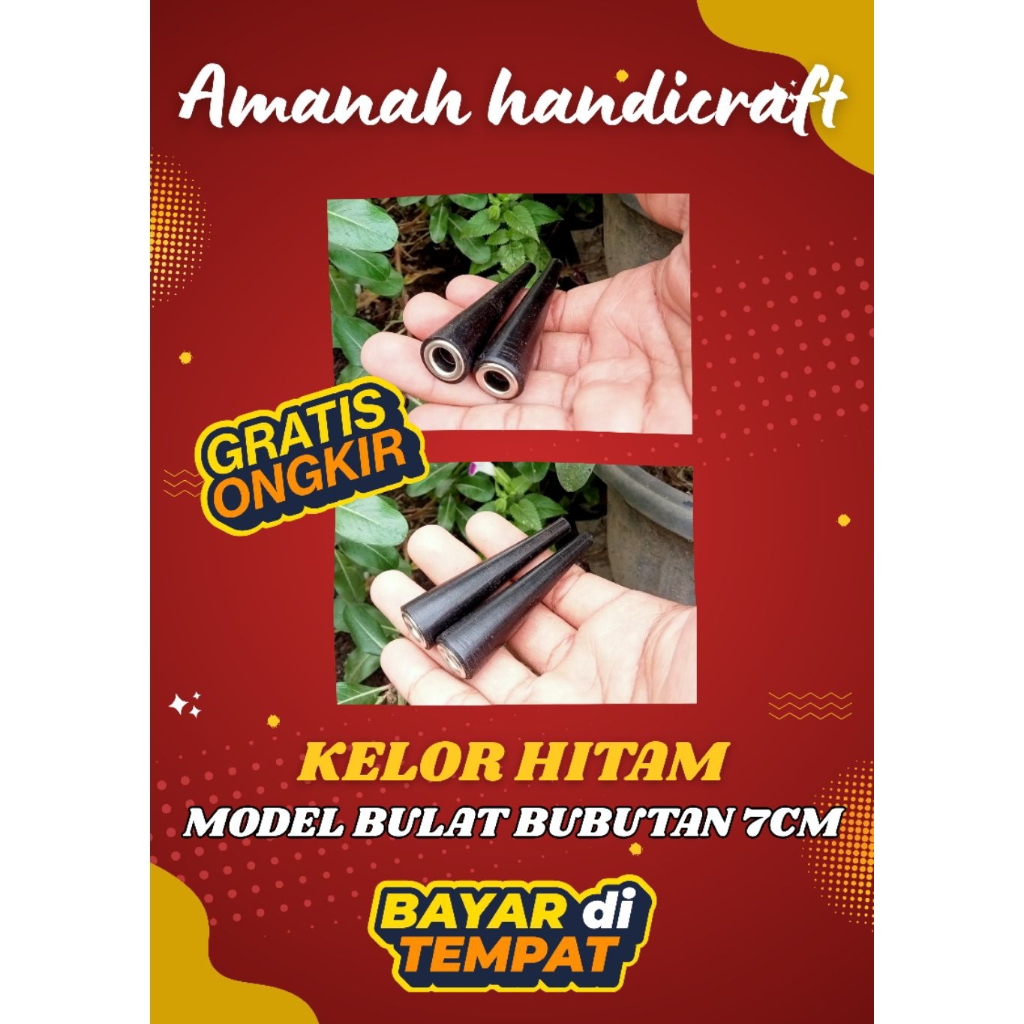 Onci kayu kelor hitam model bulat bubutan 7cm