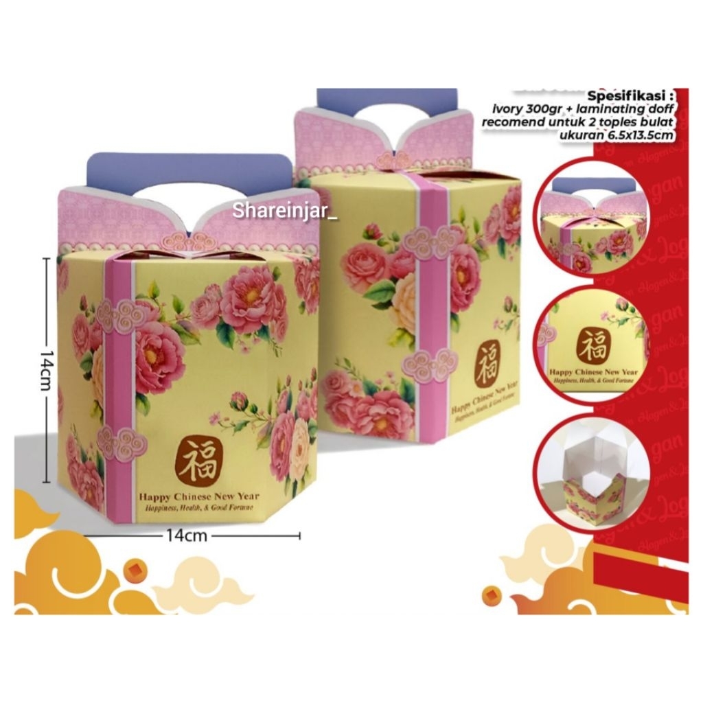 Box Imlek 2 Toples Bulat 500g-Kotak Dus Hampers Imlek Chinese New Year