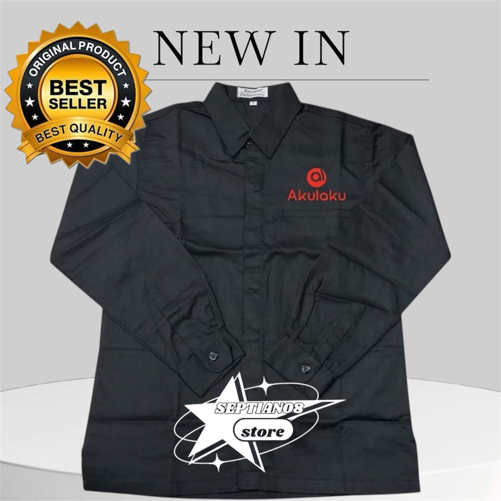 kemeja AKULAKU terbaru hitam k1 baju seragam kerja AKULAKU