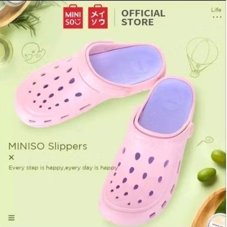sandal miniso crocs sandal pergi karet original brand miniso pink putih size dewasa jumbo slipper