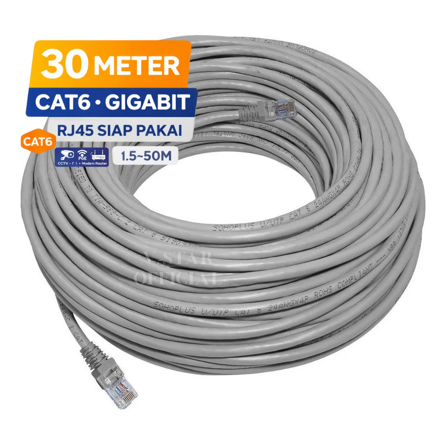 Kabel lan Wifi 30 Meter Internet Router UTP Indihome Biznet CAT-5E