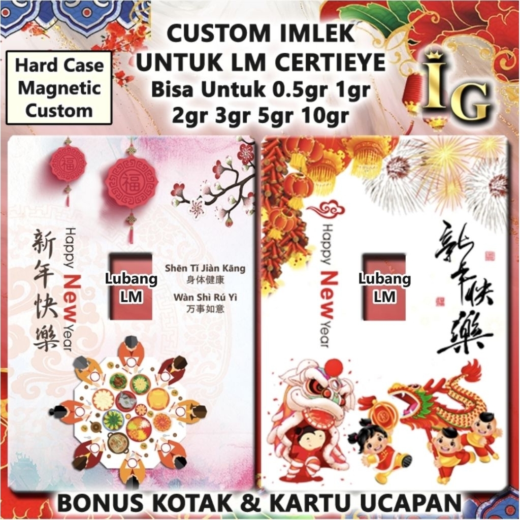 Cover Emas ANTAM Certieye IMLEK HAPPY CHINESE NEW YEAR (TANPA EMASNYA) + Box Gratis Kartu Ucapan Cus