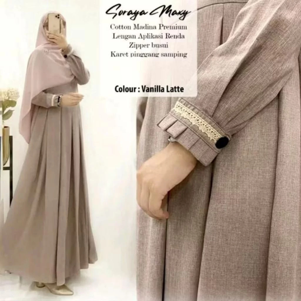 GAMIS WANITA KATUN MADINAH | TANGAN RENDA ELEGAN | DRESS LEBARAN 2026