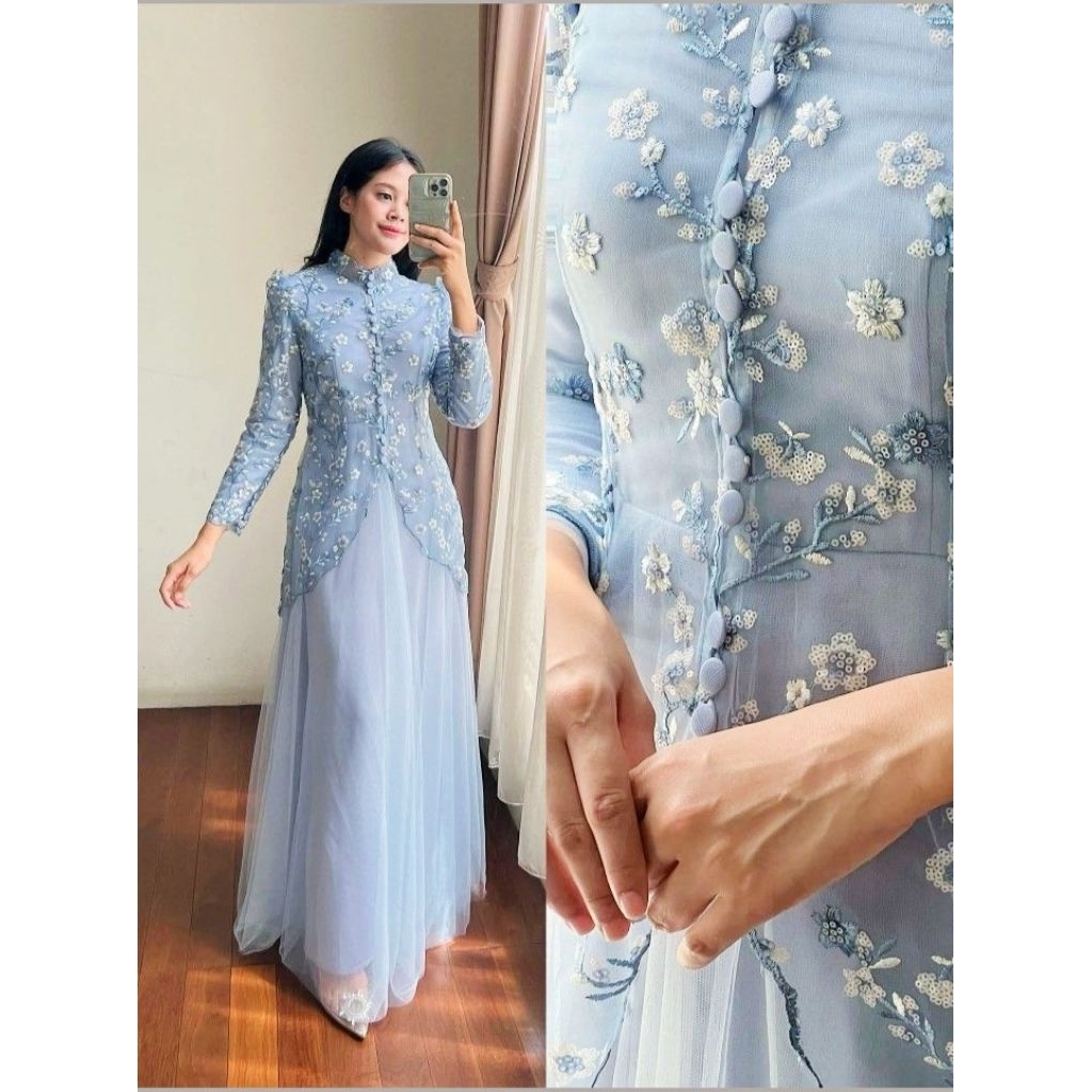 Baju lebaran, gaun cantik, gaun custom, gaun brokat, gamis brokat, gaun lebaran