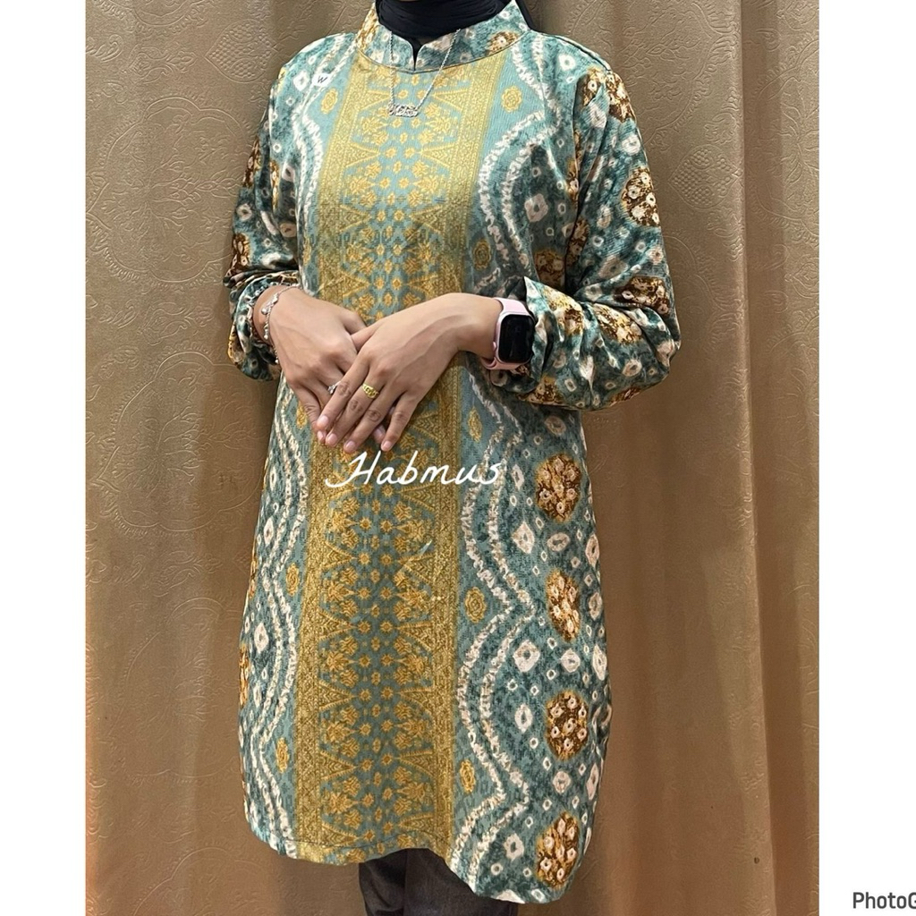 couple tunik dan kemeja pria motif jumputan palembang printk