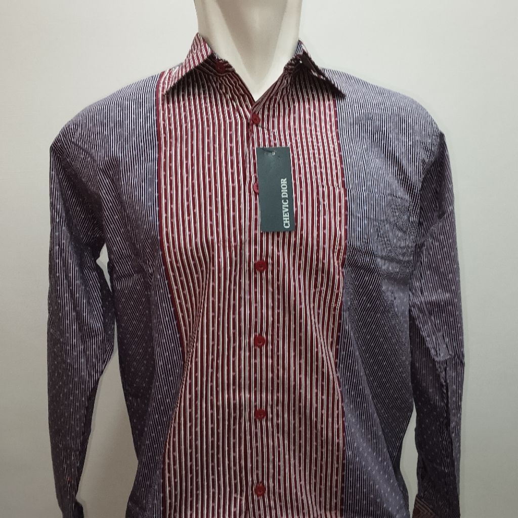 kemeja pria bergaris lengan panjang - kemeja Chevic Dior