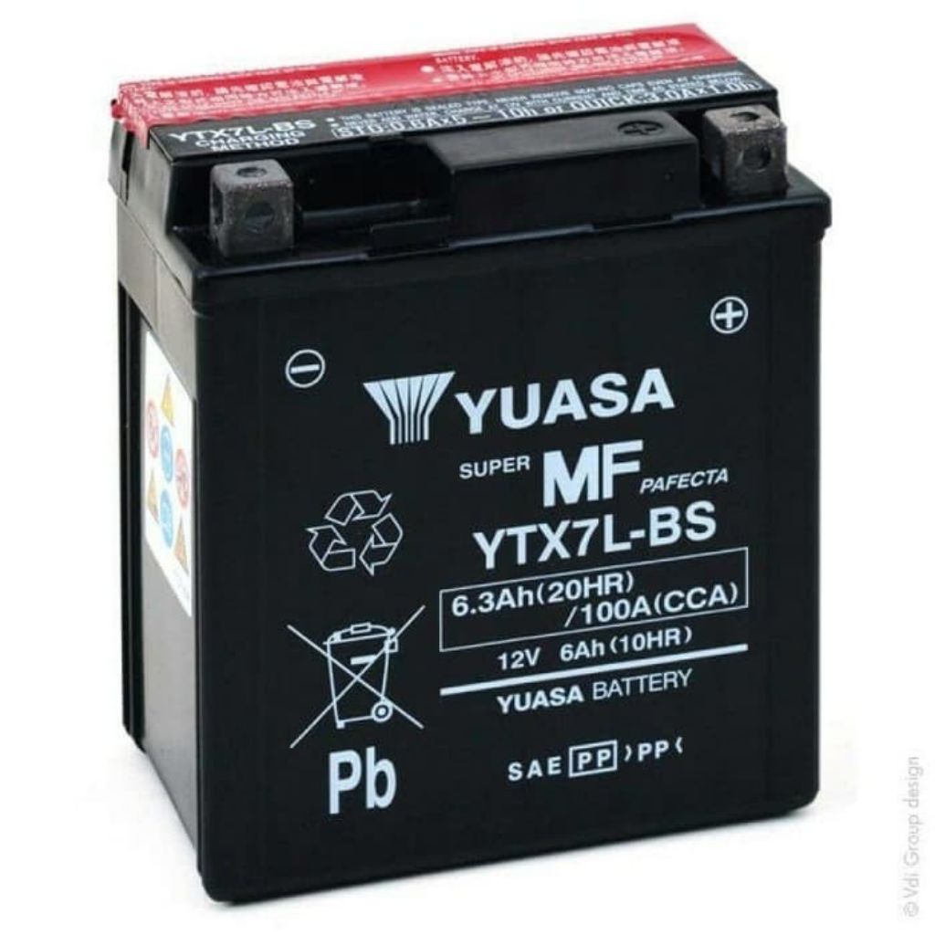 AKI MOTOR YUASA YTX7L-BS 12V (Volt) / 6 Ah (Ampere-hour)