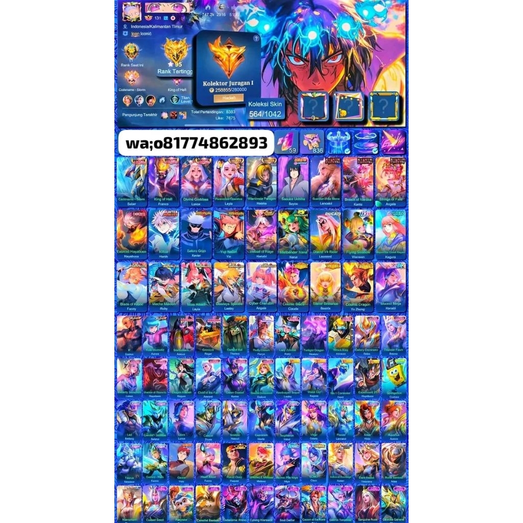 jual akun mobile Legends sultan terbaru