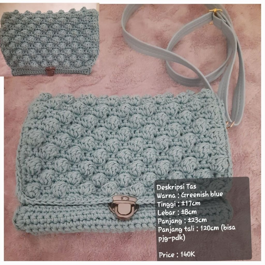 Tas rajut pesta motif buble