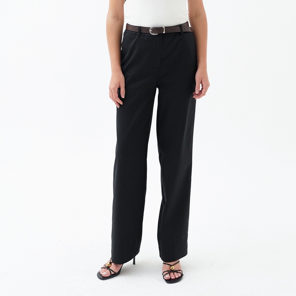 Mississippi Belted Chino Trousers Bawahan Wanita Celana I31000350M Hitam