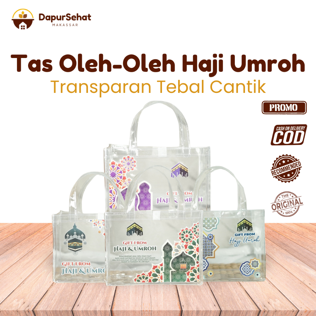 Makassar Tas Oleh Oleh Haji dan Umroh mika transparan tebal cantik estetik Bahan Mika Ready Stock